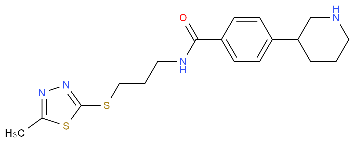 N-{3-[(5-methyl-1,3,4-thiadiazol-2-yl)thio]propyl}-4-piperidin-3-ylbenzamide_Molecular_structure_CAS_)