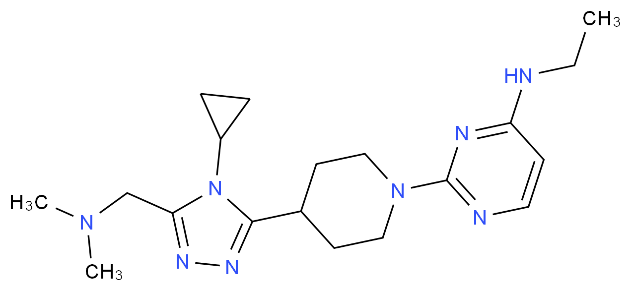 2-(4-{4-cyclopropyl-5-[(dimethylamino)methyl]-4H-1,2,4-triazol-3-yl}piperidin-1-yl)-N-ethylpyrimidin-4-amine_Molecular_structure_CAS_)