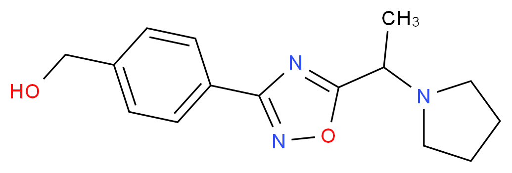 (4-{5-[1-(1-pyrrolidinyl)ethyl]-1,2,4-oxadiazol-3-yl}phenyl)methanol_Molecular_structure_CAS_)