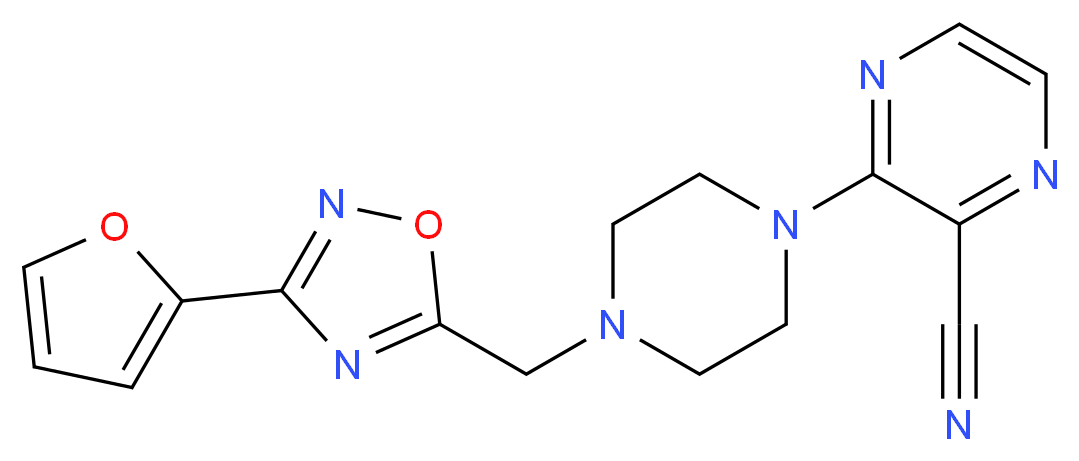 3-(4-{[3-(2-furyl)-1,2,4-oxadiazol-5-yl]methyl}piperazin-1-yl)pyrazine-2-carbonitrile_Molecular_structure_CAS_)