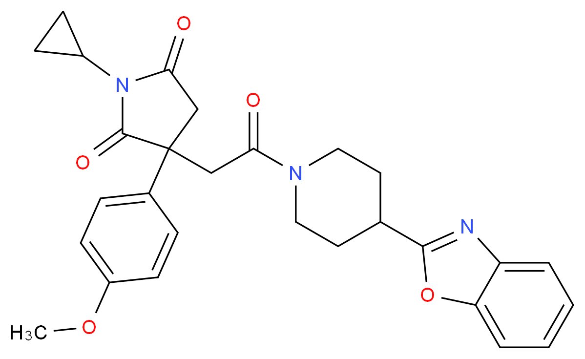 3-{2-[4-(1,3-benzoxazol-2-yl)-1-piperidinyl]-2-oxoethyl}-1-cyclopropyl-3-(4-methoxyphenyl)-2,5-pyrrolidinedione_Molecular_structure_CAS_)