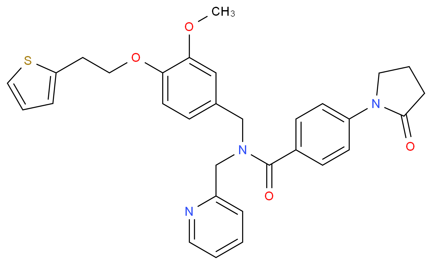 N-{3-methoxy-4-[2-(2-thienyl)ethoxy]benzyl}-4-(2-oxo-1-pyrrolidinyl)-N-(2-pyridinylmethyl)benzamide_Molecular_structure_CAS_)