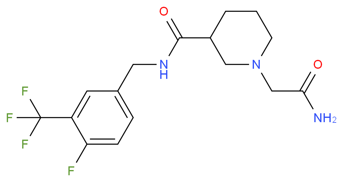1-(2-amino-2-oxoethyl)-N-[4-fluoro-3-(trifluoromethyl)benzyl]-3-piperidinecarboxamide_Molecular_structure_CAS_)