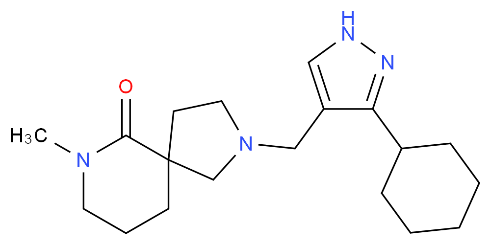 2-[(3-cyclohexyl-1H-pyrazol-4-yl)methyl]-7-methyl-2,7-diazaspiro[4.5]decan-6-one_Molecular_structure_CAS_)