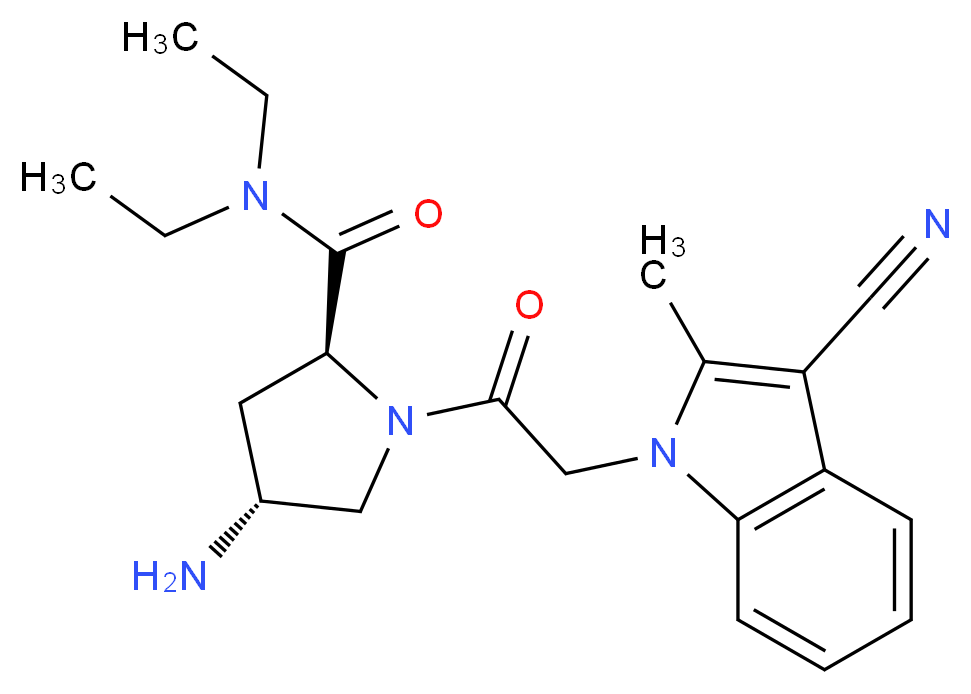 (4R)-4-amino-1-[(3-cyano-2-methyl-1H-indol-1-yl)acetyl]-N,N-diethyl-L-prolinamide_Molecular_structure_CAS_)