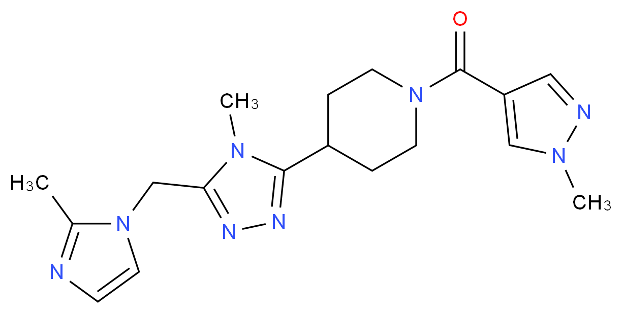 4-{4-methyl-5-[(2-methyl-1H-imidazol-1-yl)methyl]-4H-1,2,4-triazol-3-yl}-1-[(1-methyl-1H-pyrazol-4-yl)carbonyl]piperidine_Molecular_structure_CAS_)