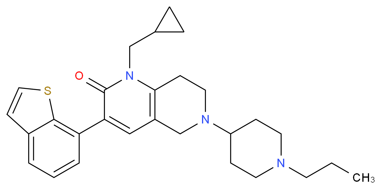 3-(1-benzothien-7-yl)-1-(cyclopropylmethyl)-6-(1-propyl-4-piperidinyl)-5,6,7,8-tetrahydro-1,6-naphthyridin-2(1H)-one_Molecular_structure_CAS_)
