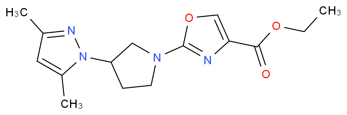 ethyl 2-[3-(3,5-dimethyl-1H-pyrazol-1-yl)-1-pyrrolidinyl]-1,3-oxazole-4-carboxylate_Molecular_structure_CAS_)