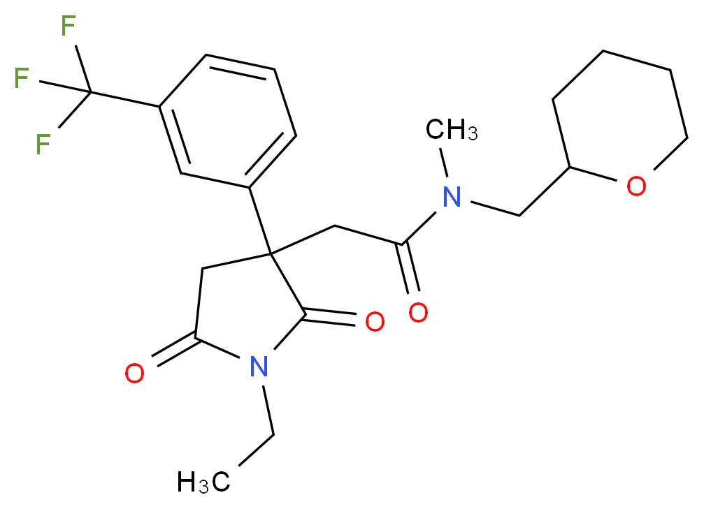 2-{1-ethyl-2,5-dioxo-3-[3-(trifluoromethyl)phenyl]-3-pyrrolidinyl}-N-methyl-N-(tetrahydro-2H-pyran-2-ylmethyl)acetamide_Molecular_structure_CAS_)