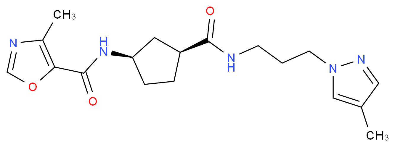 4-methyl-N-[(1R*,3S*)-3-({[3-(4-methyl-1H-pyrazol-1-yl)propyl]amino}carbonyl)cyclopentyl]-1,3-oxazole-5-carboxamide_Molecular_structure_CAS_)
