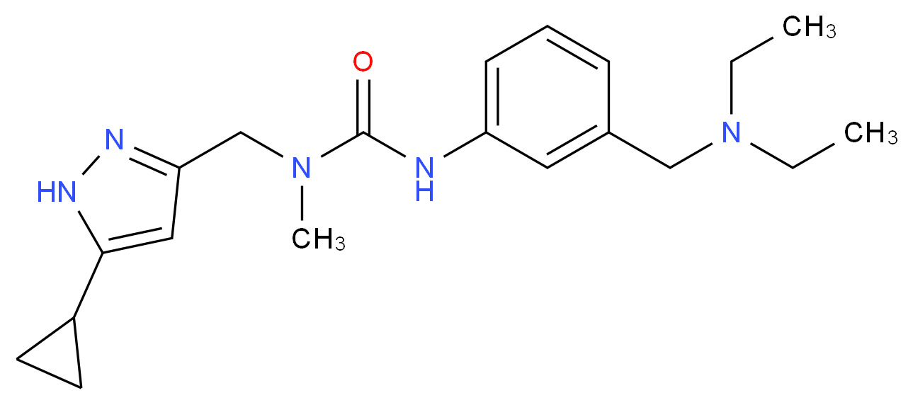 N-[(5-cyclopropyl-1H-pyrazol-3-yl)methyl]-N'-{3-[(diethylamino)methyl]phenyl}-N-methylurea_Molecular_structure_CAS_)