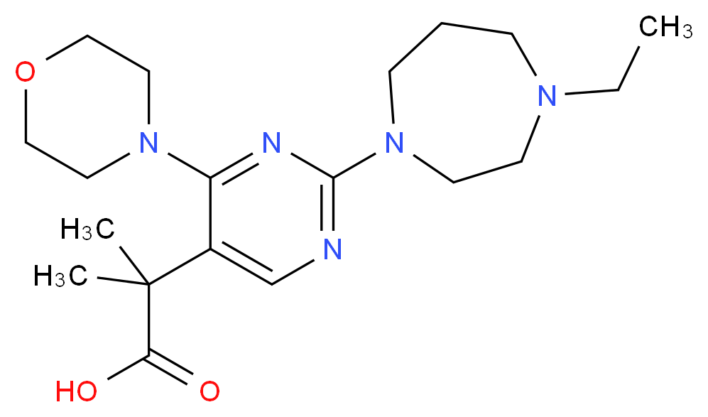 2-[2-(4-ethyl-1,4-diazepan-1-yl)-4-morpholin-4-ylpyrimidin-5-yl]-2-methylpropanoic acid_Molecular_structure_CAS_)
