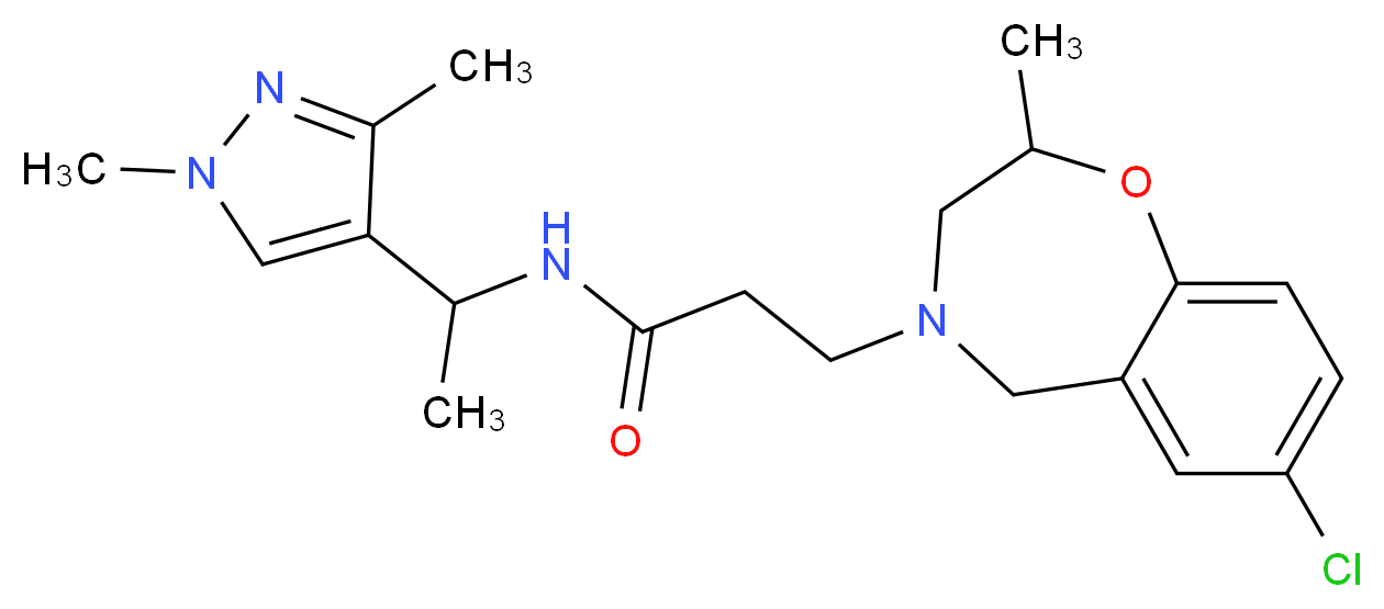 3-(7-chloro-2-methyl-2,3-dihydro-1,4-benzoxazepin-4(5H)-yl)-N-[1-(1,3-dimethyl-1H-pyrazol-4-yl)ethyl]propanamide_Molecular_structure_CAS_)