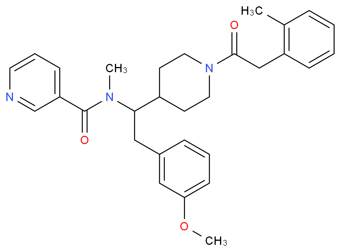 N-(2-(3-methoxyphenyl)-1-{1-[(2-methylphenyl)acetyl]-4-piperidinyl}ethyl)-N-methylnicotinamide_Molecular_structure_CAS_)
