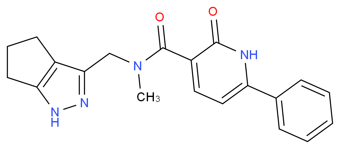 N-methyl-2-oxo-6-phenyl-N-(1,4,5,6-tetrahydrocyclopenta[c]pyrazol-3-ylmethyl)-1,2-dihydro-3-pyridinecarboxamide_Molecular_structure_CAS_)