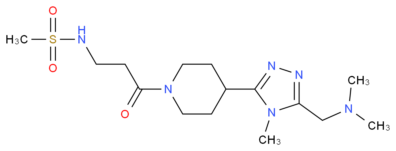 N-[3-(4-{5-[(dimethylamino)methyl]-4-methyl-4H-1,2,4-triazol-3-yl}piperidin-1-yl)-3-oxopropyl]methanesulfonamide (non-preferred name)_Molecular_structure_CAS_)