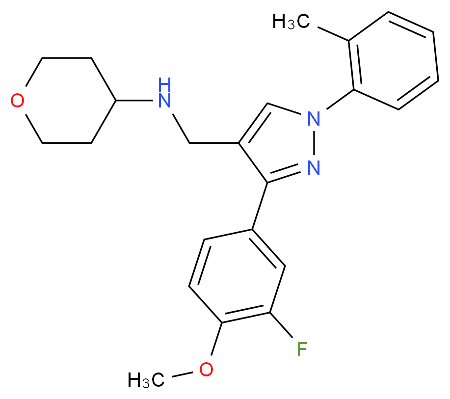 N-{[3-(3-fluoro-4-methoxyphenyl)-1-(2-methylphenyl)-1H-pyrazol-4-yl]methyl}tetrahydro-2H-pyran-4-amine_Molecular_structure_CAS_)