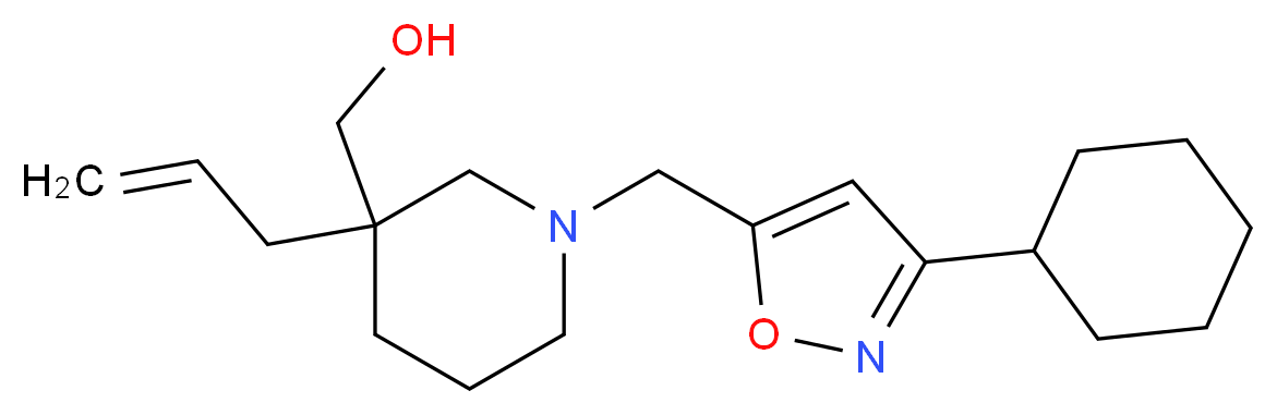 {3-allyl-1-[(3-cyclohexylisoxazol-5-yl)methyl]piperidin-3-yl}methanol_Molecular_structure_CAS_)