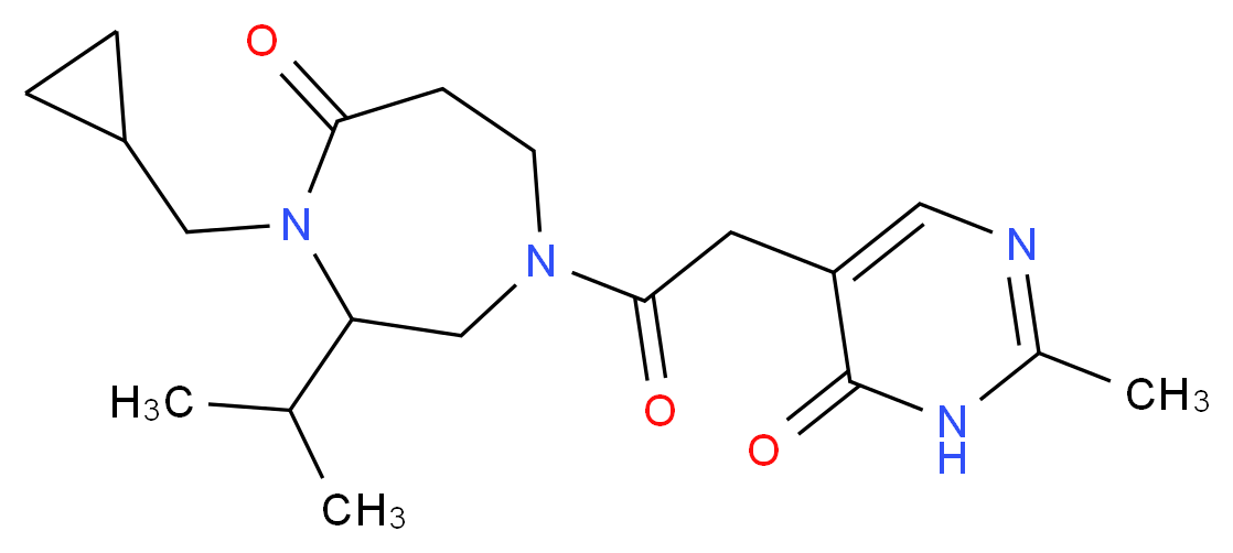 4-(cyclopropylmethyl)-3-isopropyl-1-[(2-methyl-6-oxo-1,6-dihydropyrimidin-5-yl)acetyl]-1,4-diazepan-5-one_Molecular_structure_CAS_)