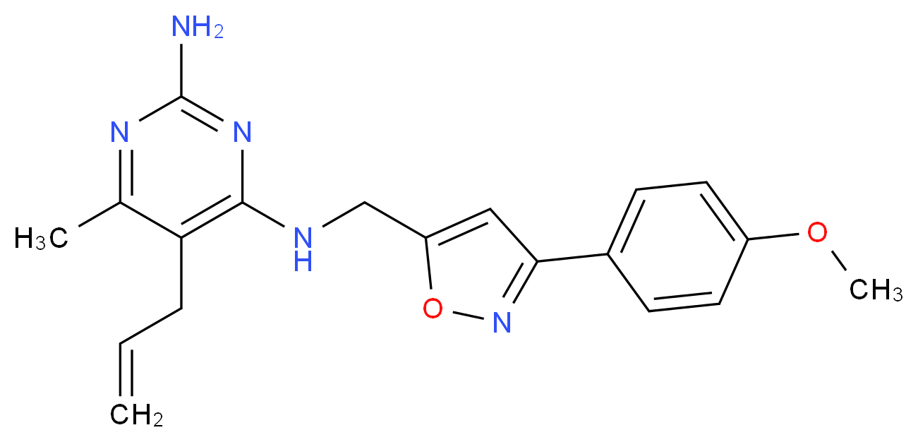 5-allyl-N~4~-{[3-(4-methoxyphenyl)isoxazol-5-yl]methyl}-6-methylpyrimidine-2,4-diamine_Molecular_structure_CAS_)