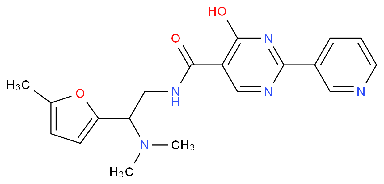 N-[2-(dimethylamino)-2-(5-methyl-2-furyl)ethyl]-4-hydroxy-2-pyridin-3-ylpyrimidine-5-carboxamide_Molecular_structure_CAS_)