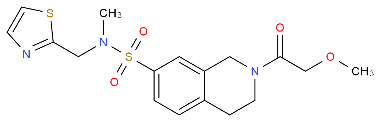 2-(methoxyacetyl)-N-methyl-N-(1,3-thiazol-2-ylmethyl)-1,2,3,4-tetrahydroisoquinoline-7-sulfonamide_Molecular_structure_CAS_)