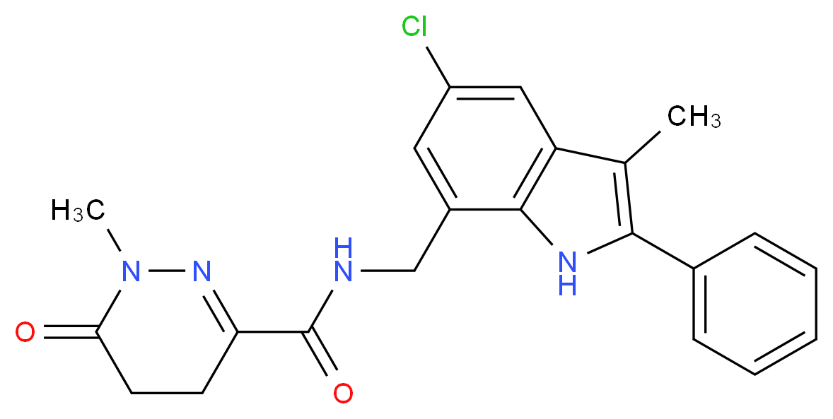 N-[(5-chloro-3-methyl-2-phenyl-1H-indol-7-yl)methyl]-1-methyl-6-oxo-1,4,5,6-tetrahydropyridazine-3-carboxamide_Molecular_structure_CAS_)