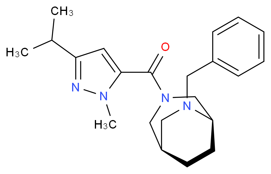 (1R*,5R*)-6-benzyl-3-[(3-isopropyl-1-methyl-1H-pyrazol-5-yl)carbonyl]-3,6-diazabicyclo[3.2.2]nonane_Molecular_structure_CAS_)