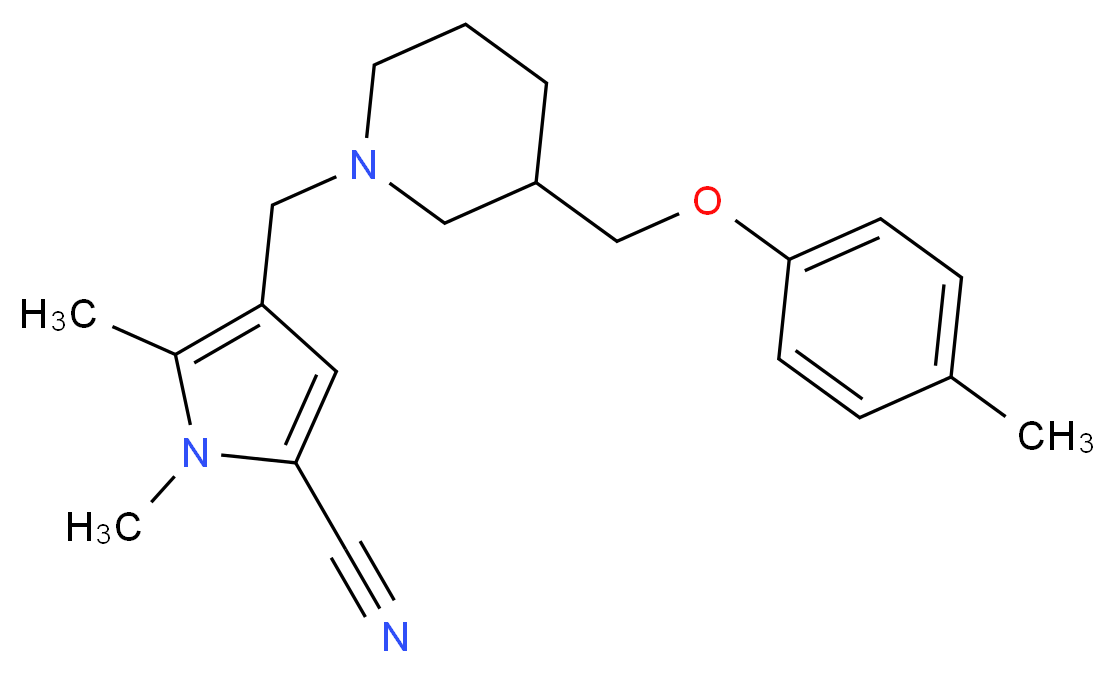 1,5-dimethyl-4-({3-[(4-methylphenoxy)methyl]-1-piperidinyl}methyl)-1H-pyrrole-2-carbonitrile_Molecular_structure_CAS_)