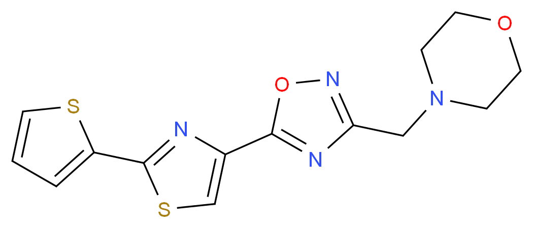4-({5-[2-(2-thienyl)-1,3-thiazol-4-yl]-1,2,4-oxadiazol-3-yl}methyl)morpholine_Molecular_structure_CAS_)