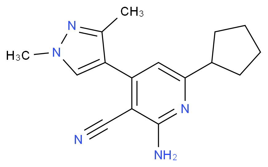 2-amino-6-cyclopentyl-4-(1,3-dimethyl-1H-pyrazol-4-yl)nicotinonitrile_Molecular_structure_CAS_)
