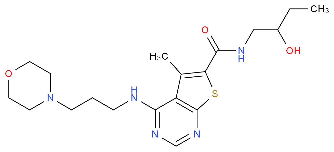 N-(2-hydroxybutyl)-5-methyl-4-{[3-(4-morpholinyl)propyl]amino}thieno[2,3-d]pyrimidine-6-carboxamide_Molecular_structure_CAS_)