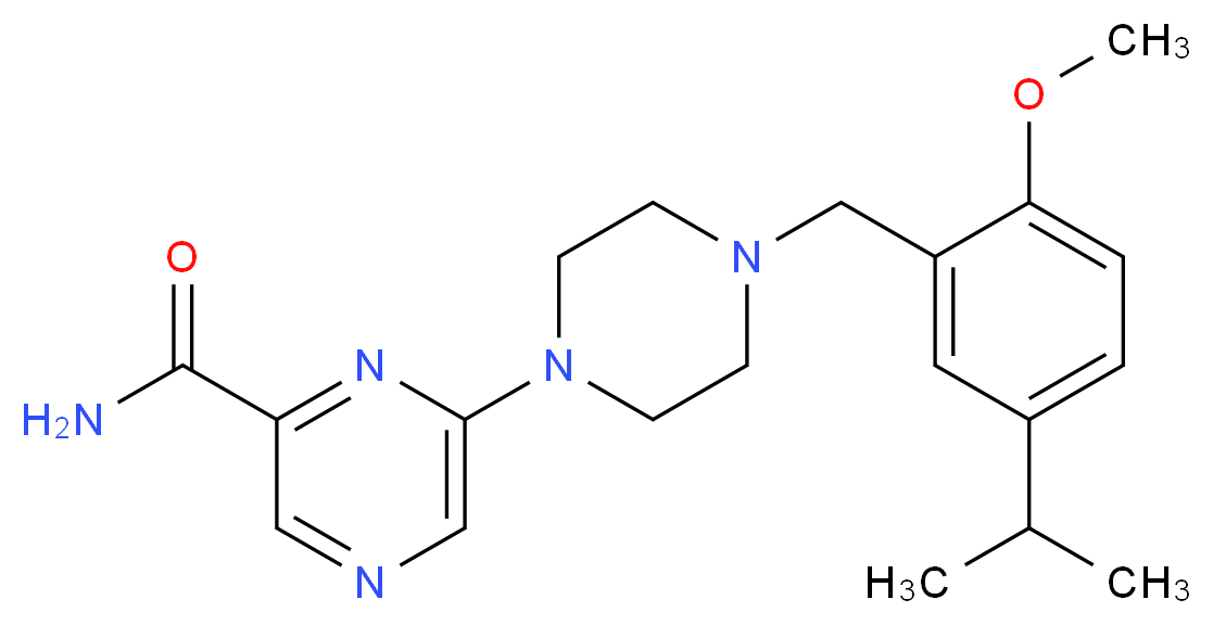 6-[4-(5-isopropyl-2-methoxybenzyl)piperazin-1-yl]pyrazine-2-carboxamide_Molecular_structure_CAS_)