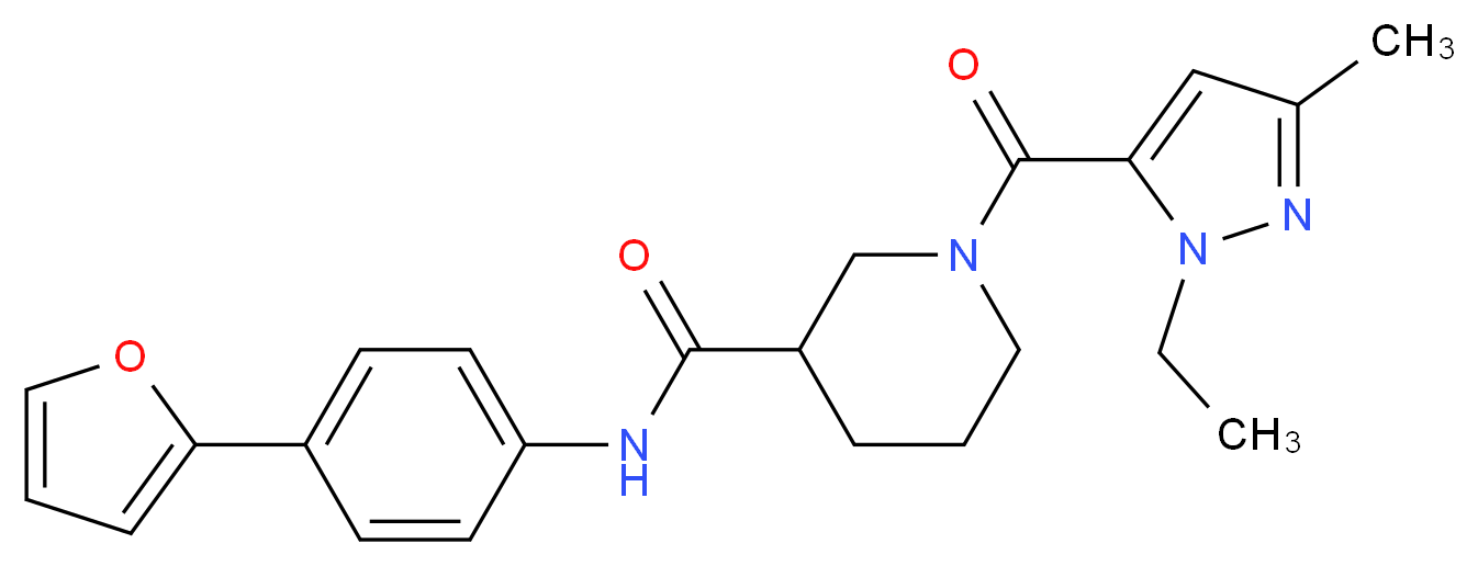 1-[(1-ethyl-3-methyl-1H-pyrazol-5-yl)carbonyl]-N-[4-(2-furyl)phenyl]-3-piperidinecarboxamide_Molecular_structure_CAS_)