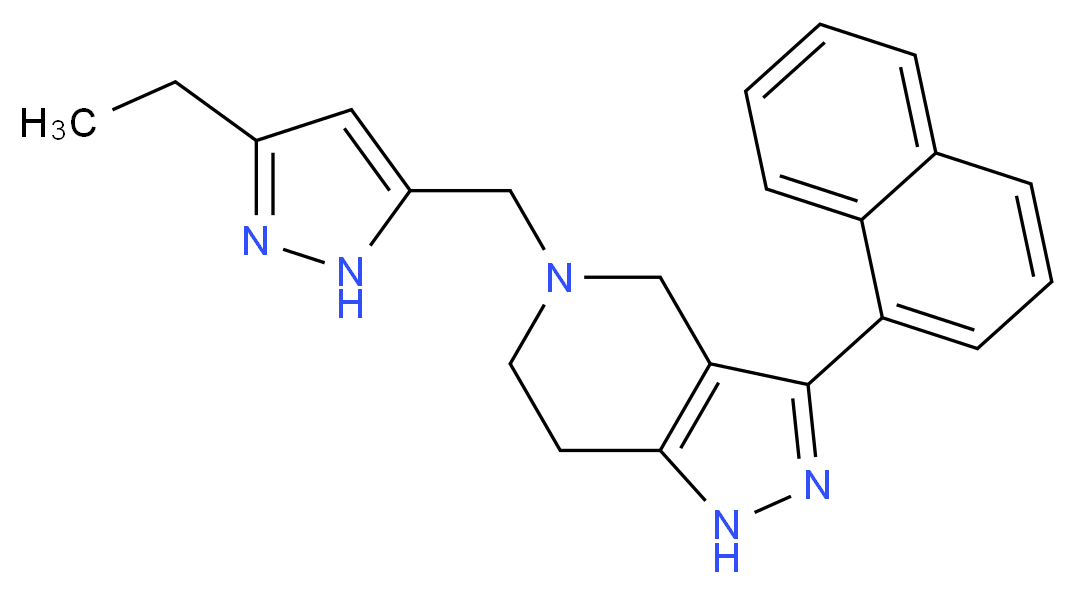 5-[(3-ethyl-1H-pyrazol-5-yl)methyl]-3-(1-naphthyl)-4,5,6,7-tetrahydro-1H-pyrazolo[4,3-c]pyridine_Molecular_structure_CAS_)