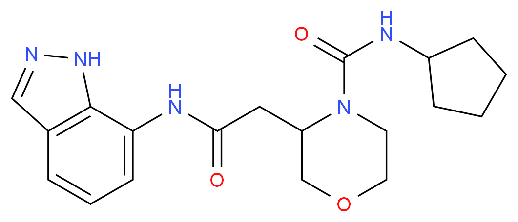 N-cyclopentyl-3-[2-(1H-indazol-7-ylamino)-2-oxoethyl]-4-morpholinecarboxamide_Molecular_structure_CAS_)