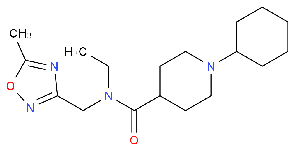 1-cyclohexyl-N-ethyl-N-[(5-methyl-1,2,4-oxadiazol-3-yl)methyl]-4-piperidinecarboxamide_Molecular_structure_CAS_)