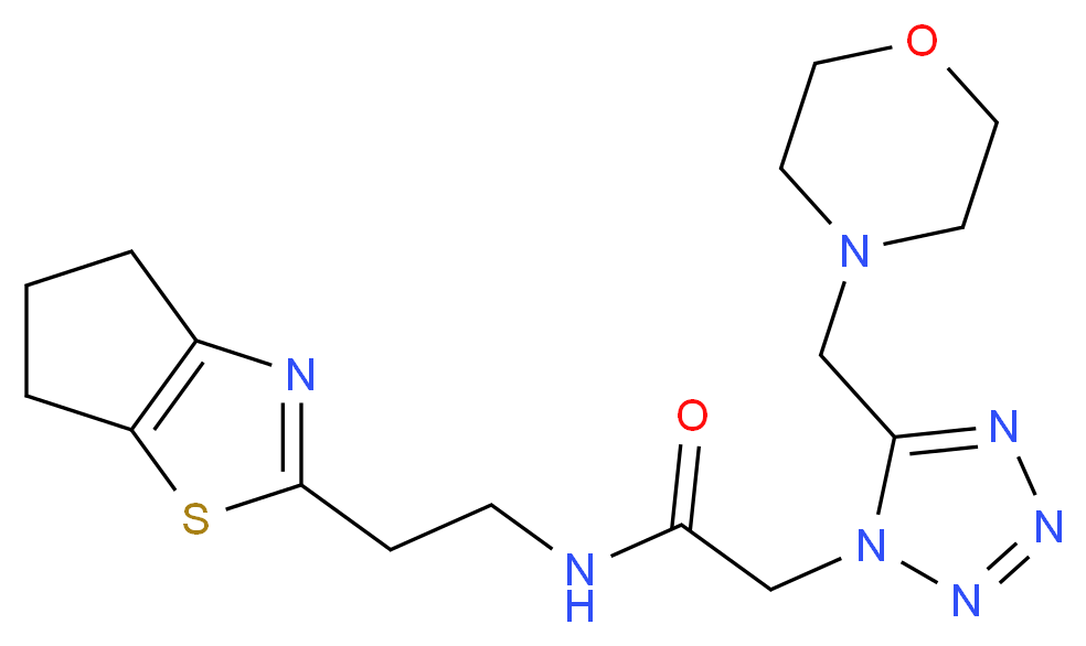 N-[2-(5,6-dihydro-4H-cyclopenta[d][1,3]thiazol-2-yl)ethyl]-2-[5-(morpholin-4-ylmethyl)-1H-tetrazol-1-yl]acetamide_Molecular_structure_CAS_)