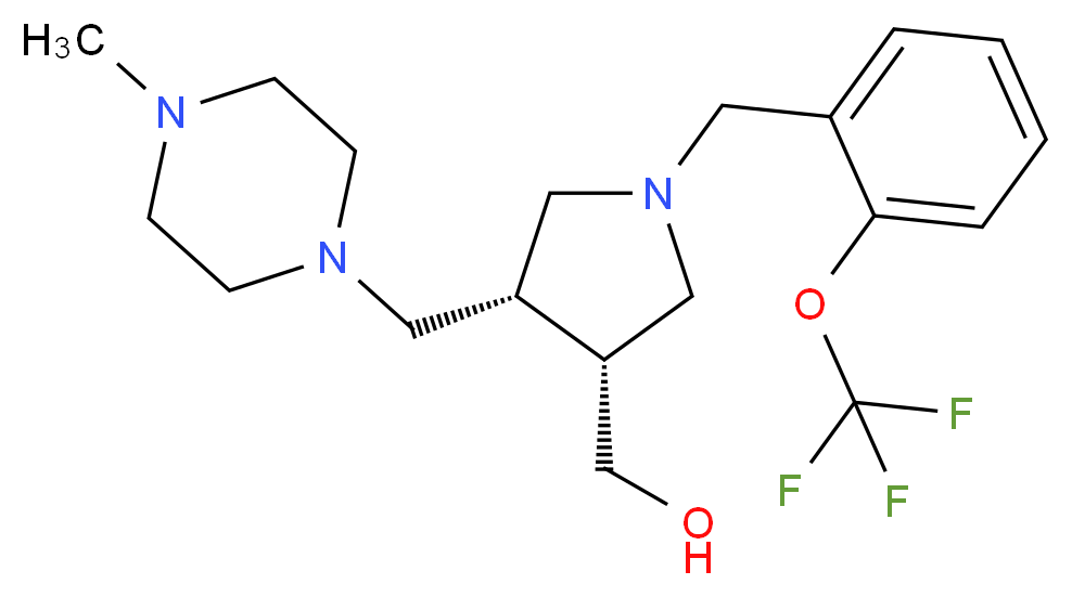 {(3R*,4S*)-4-[(4-methylpiperazin-1-yl)methyl]-1-[2-(trifluoromethoxy)benzyl]pyrrolidin-3-yl}methanol_Molecular_structure_CAS_)