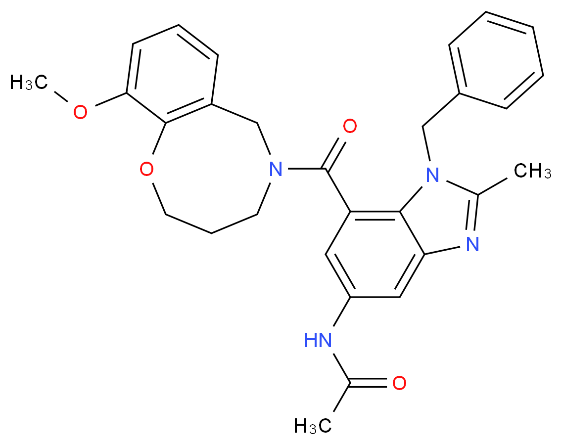 N-{1-benzyl-7-[(10-methoxy-3,4-dihydro-2H-1,5-benzoxazocin-5(6H)-yl)carbonyl]-2-methyl-1H-benzimidazol-5-yl}acetamide_Molecular_structure_CAS_)