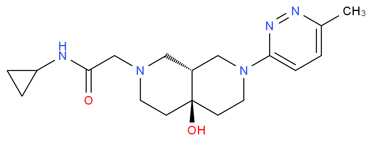 N-cyclopropyl-2-[(4aR*,8aR*)-4a-hydroxy-7-(6-methylpyridazin-3-yl)octahydro-2,7-naphthyridin-2(1H)-yl]acetamide_Molecular_structure_CAS_)
