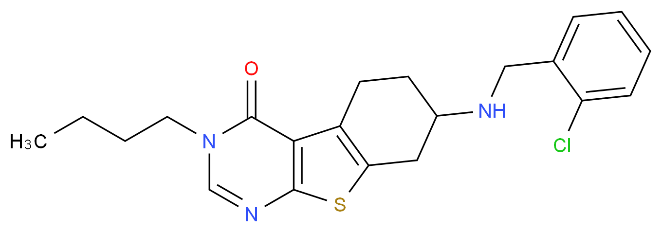 3-butyl-7-[(2-chlorobenzyl)amino]-5,6,7,8-tetrahydro[1]benzothieno[2,3-d]pyrimidin-4(3H)-one_Molecular_structure_CAS_)
