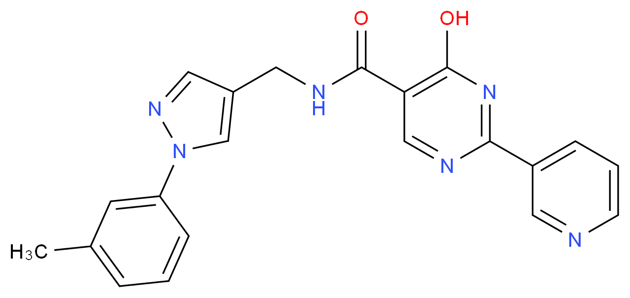 4-hydroxy-N-{[1-(3-methylphenyl)-1H-pyrazol-4-yl]methyl}-2-pyridin-3-ylpyrimidine-5-carboxamide_Molecular_structure_CAS_)