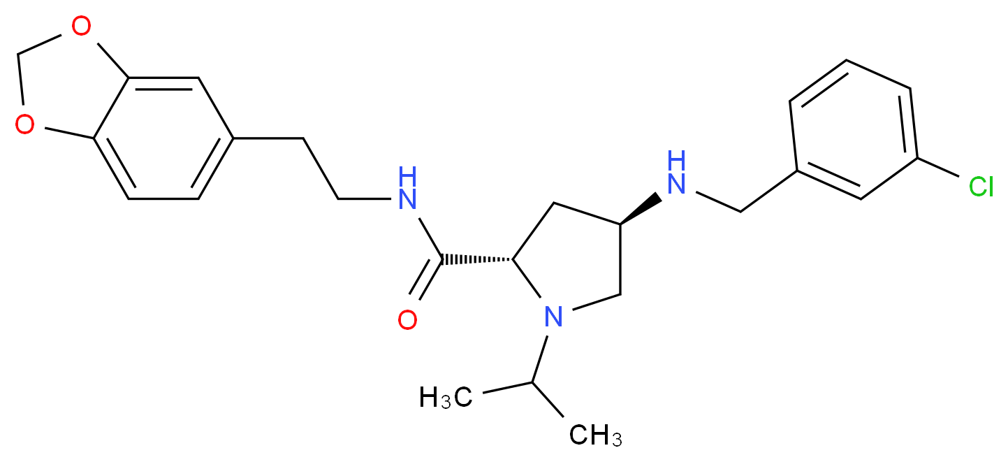 (4R)-N-[2-(1,3-benzodioxol-5-yl)ethyl]-4-[(3-chlorobenzyl)amino]-1-isopropyl-L-prolinamide_Molecular_structure_CAS_)