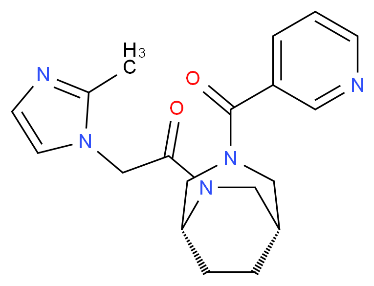 (1S*,5R*)-6-[(2-methyl-1H-imidazol-1-yl)acetyl]-3-(pyridin-3-ylcarbonyl)-3,6-diazabicyclo[3.2.2]nonane_Molecular_structure_CAS_)
