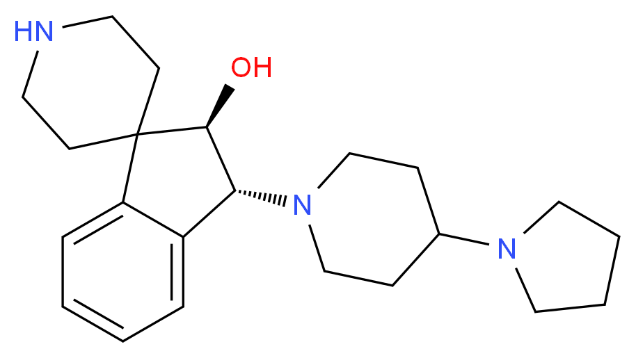 (2R*,3R*)-3-[4-(1-pyrrolidinyl)-1-piperidinyl]-2,3-dihydrospiro[indene-1,4'-piperidin]-2-ol_Molecular_structure_CAS_)