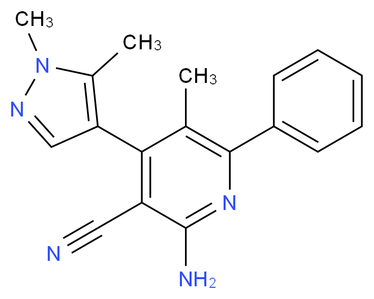 2-amino-4-(1,5-dimethyl-1H-pyrazol-4-yl)-5-methyl-6-phenylnicotinonitrile_Molecular_structure_CAS_)