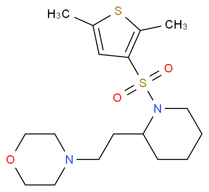4-(2-{1-[(2,5-dimethyl-3-thienyl)sulfonyl]-2-piperidinyl}ethyl)morpholine_Molecular_structure_CAS_)