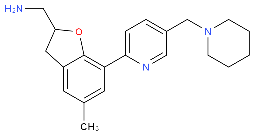 ({5-methyl-7-[5-(piperidin-1-ylmethyl)pyridin-2-yl]-2,3-dihydro-1-benzofuran-2-yl}methyl)amine_Molecular_structure_CAS_)