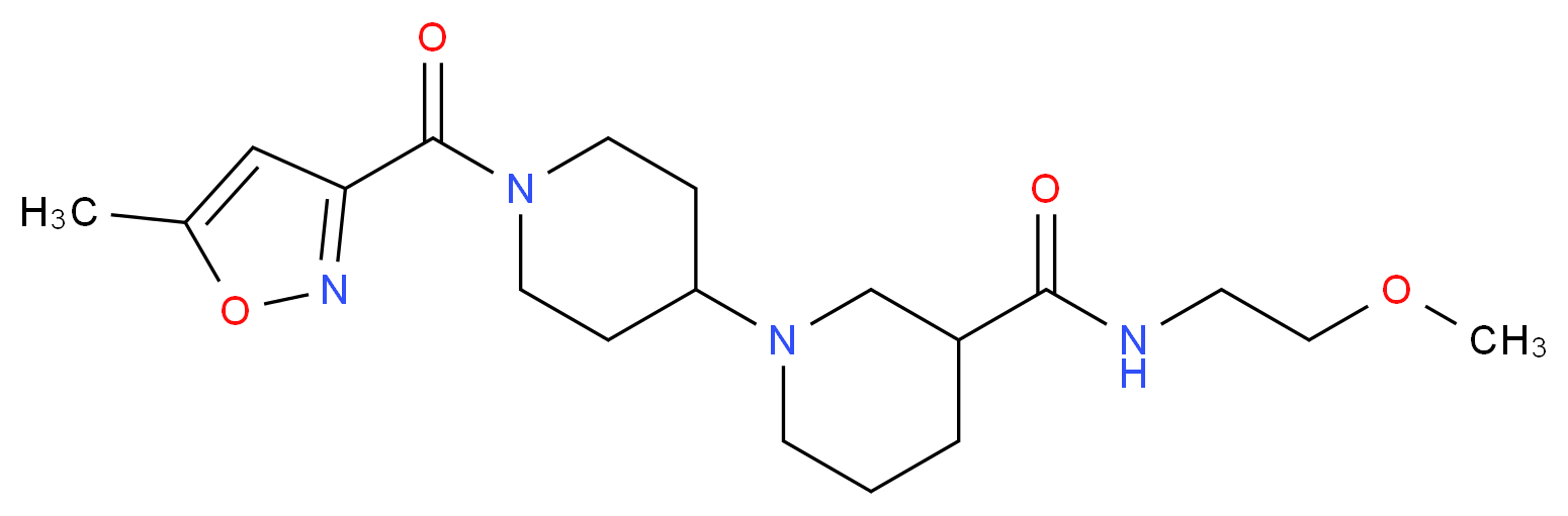 N-(2-methoxyethyl)-1'-[(5-methylisoxazol-3-yl)carbonyl]-1,4'-bipiperidine-3-carboxamide_Molecular_structure_CAS_)